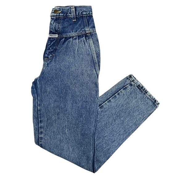 Vintage 90s Prezzia High Waisted Acid Wash Denim Mom Jeans‎ - Retro - 7 Juniors - Picture 5 of 10